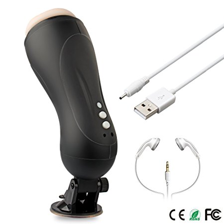 Male Masturbation Cup Hands-free Voice Interactive Adult Male Sex Toys with Built-in Voice Device (Black)