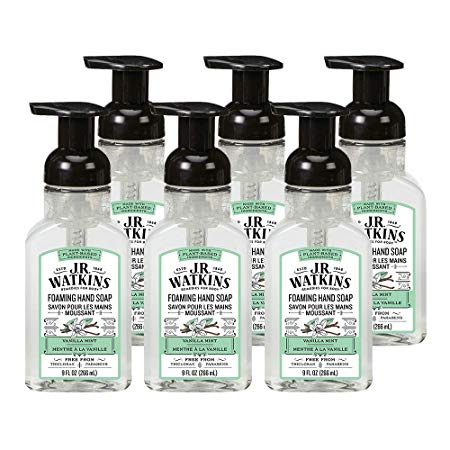 J.R. Watkins Hand Soap, Foaming, 9 fl oz, Vanilla Mint (6 pack)