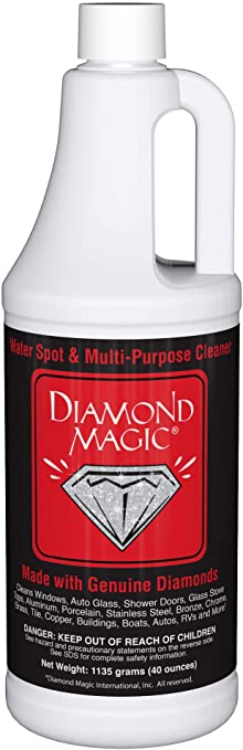 Diamond Magic - Water Spot & Multi-Purpose Cleaner (40 Ounces) Clean with The Power of Genuine Diamonds! Professional Cleaner/Hard Water Stain Remover. Made in The USA!