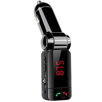 KAZOKU 5-in-1 In-Car FM Transmitter Bluetooth Wireless Adapter with Dual USB Charging, Music Control, Card Reading and Hands-Free Calling