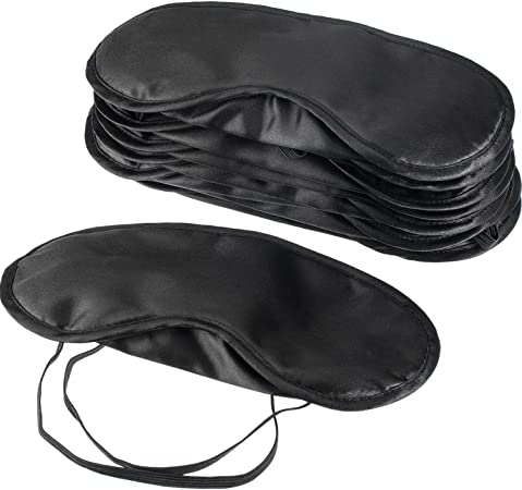 10 Pack Sleep Mask Eye Mask Shade Cover Sleeping Night Blindfold Lightweight Comfortable Soft Eyeshade Cover with Nose Pad and Adjustable strap for Women Men Kids Travel Sleep Shift Work Naps, Black