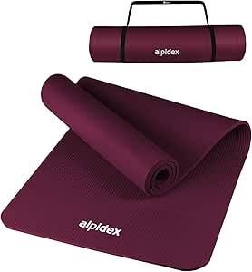 ALPIDEX Yogamatte 183 x 60 x 0.8 cm Phthalatfreie Fitness Matte Tragegurt Rutschfest Gymnastik Turnen Pilates Sport Physio HiiT Yoga Trainingsmatte Isomatte Hautfreundlich