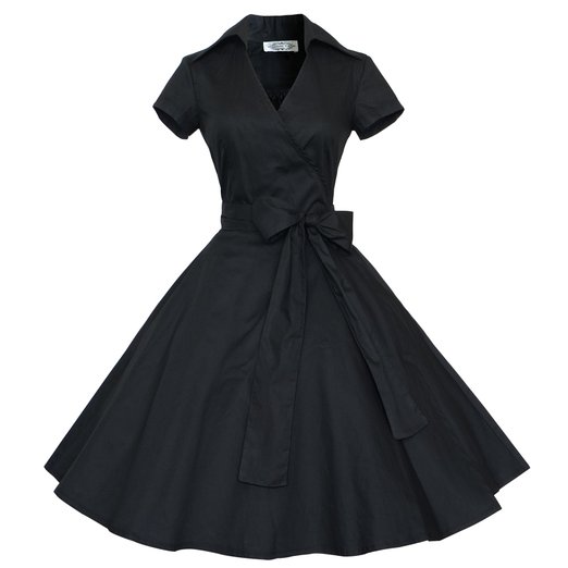 Maggie Tang 50s 60s Vintage Short Sleeves Swing Rockabilly Ball Party Dress