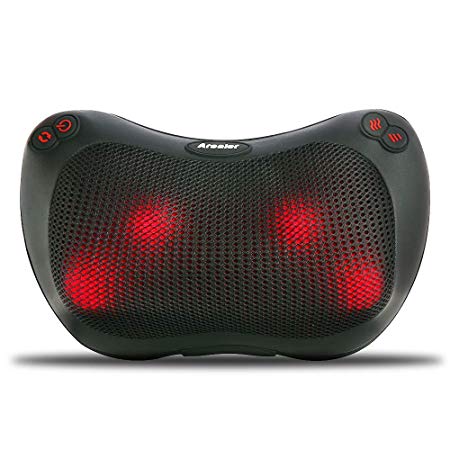 Shiatsu Massage Pillow, AREALER Neck and Back Massager with Heat, Deep Kneading Massager for Shoulder, Neck, Back, for Home Office Car