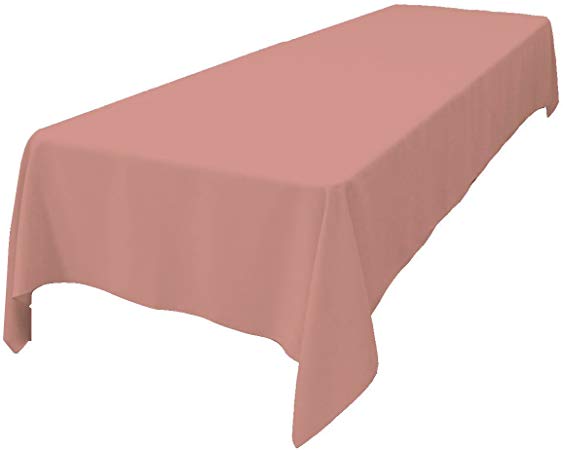 LA Linen Polyester Poplin Rectangular Tablecloth 60 by 108-Inch, Dusty Rose, 60 x 108
