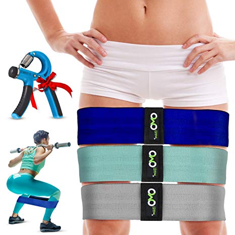 OMOteam Hip Resistance Bands for Legs and Butt -Workout Gear Booty Exercise Set, Non Slip Circle Loop Fabric Band for Woman and Man - 80 Day Obsession Equipment Glute, Beachbody Therapy and Fitness
