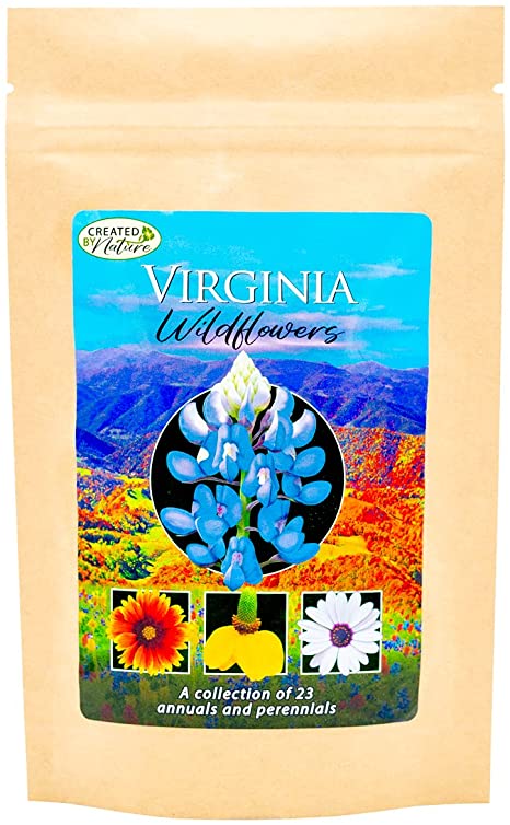 Virginia Wildflower Seed Mix - Over 35,000 Premium Seeds - by 'createdbynature' - Enjoy The Natural Beauty of Virginia Flowers in Your Own Home Garden