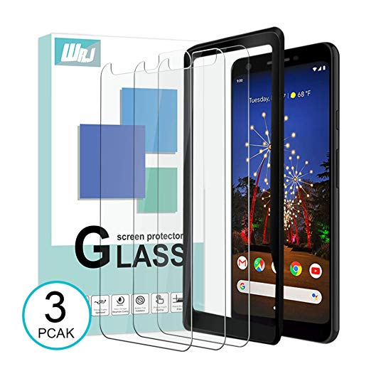 [Updated Version] [3 Packs] WRJ Screen Protector for Google Pixel 3a 5.6 Inch 2019 Premium HD Clarity 0.33mm Tempered Glass Screen Protector with Easy Installation Alignment Case Frame/Case Friendly