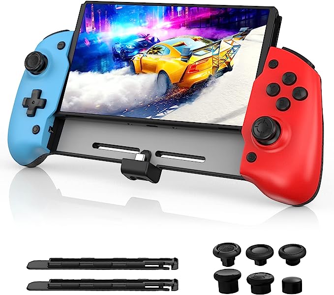 NexiGo Gripcon - Ergonomic and Enhanced Controller for Nintendo Switch/Switch OLED in Handheld Mode with 6-Axis Gyro, Mapping Function, Classic