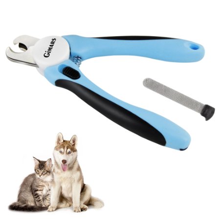 Gimars High Grade Stainless Steel Sharp Blade Dog Nail Clippers and Cat Combs with Safety Guard ,Nail File and Non Slip Handle Grip to Trim Thin and Thick Nails