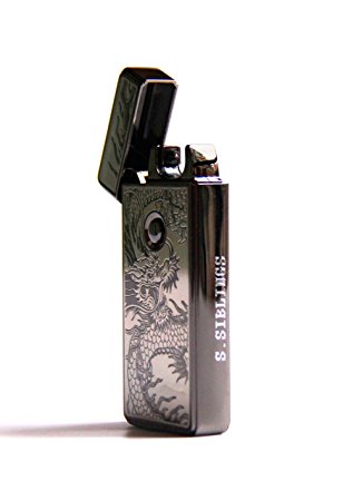 SHINYSIBLINGS Electrical Arc Lighter USB Rechargeable Windproof Flameless Lighter(Black Dragon)