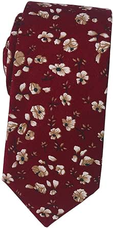 Mantieqingway Men's Cotton Floral Neck Tie 2.56'' Printed Skinny Tie