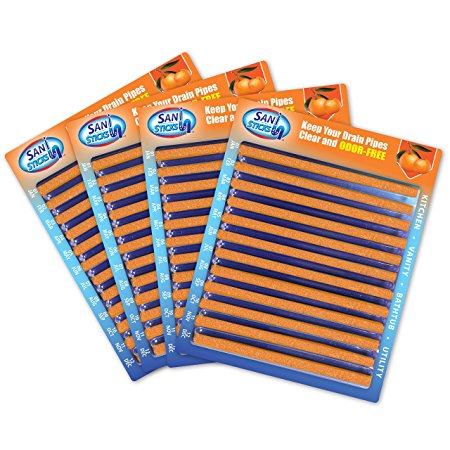 Sani Sticks, As Seen on TV Drain Cleaner and Deodorizer, Orange Scent, 48 Pack