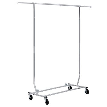 Songmic Commercial Grade Rolling Garment Rack Collapsible Heavy-Duty Clothing Hanging Rack on Lockable Wheels Chrome Finish ULLR11C