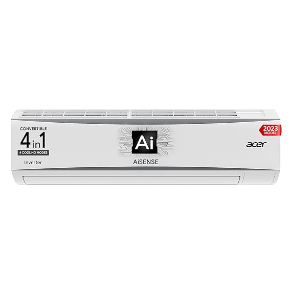 Acer 1.5 Ton 3 Star Quad Cool Series Inverter Split AC (Copper, AiSense, Four-Way Convertible, Quad Swing, Inverter Tec, MicroFilter, Super-Chill Mode, Auto-Clean, AR15SIN3GMEC, 2023 Model, White)