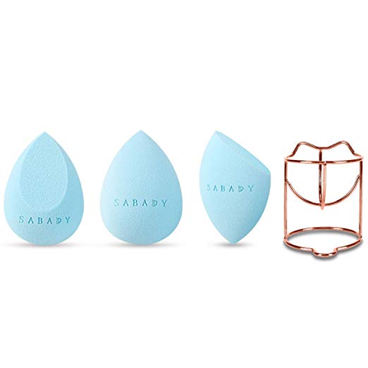SABADY 3 1 MAKEUP Beauty Sponge Blenders Set With Travel Cases,RoseGold Holder, Multi-shaped,Durable,Soft,Latex-free Blending Sponges Perfect for Foundation,Powder&Cream,and All Skin Types(ROSE)