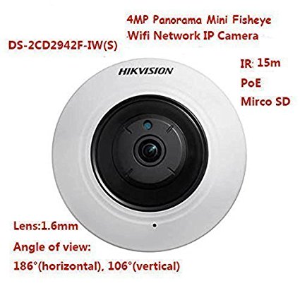 Hikvision DS-2CD2942F-IWS 4MP 2560 × 1440 resolution WIFI IR Panorama Mini Fisheye Network IP Camera PoE SD indoor(International English firmware version)