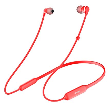 Bluetooth Headphones DACOM Wireless Earbuds Neckband Magnetic in Ear Headset for Android Cellphone, with Stereo HiFi Sound, Lightweight and Sweatproof Earphone for Runnning and Gym (red)