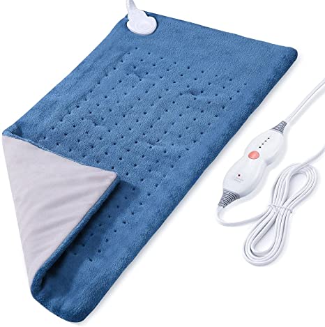 Large Heating Pad for Back Pain, Neck and Shoulders and Cramps, 12" x 24" Size Ultra-Soft and 4 Heat Settings with Auto Shut Off, Moist & Dry Heat Options and Fast Heating