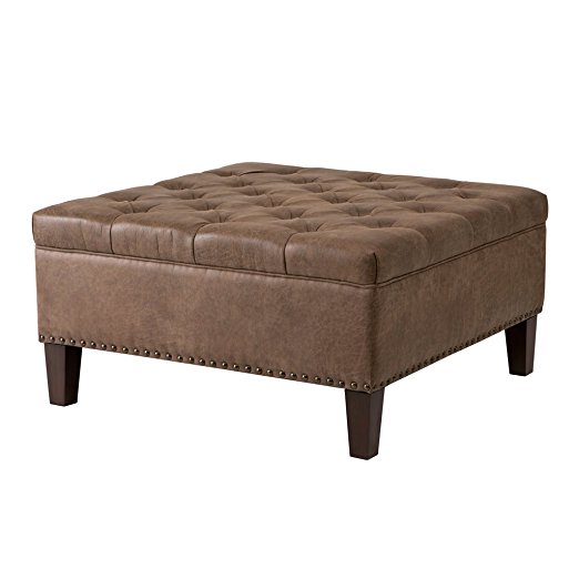Madison Park Lindsey Tufted Square Cocktail Ottoman - Brown - 35.5Wx35.5Dx18.5H"