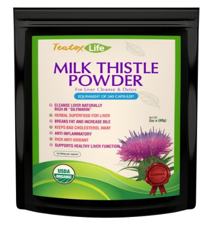 Premium Milk Thistle Powder Organic Liver cleanse and support Made in USA USDA Certified