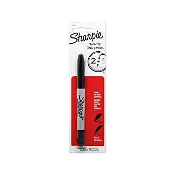 Sharpie Twin Tip Fine Point and Ultra Fine Point Permanent Markers, 1 Black Marker(32101PP)