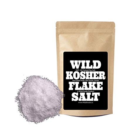 Kosher Flake Sea Salt by Wild Foods, Unrefined, 100% natural, Pacific Ocean Harvested Sea Salt for Cooking, Marinating, Brining, Finishing Healthy Recipes (16 ounce)