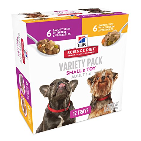 Hill's Science Diet Adult Small & Toy Savory Stew Dog Food Tray Variety Pack, 3.5oz, 12-pack