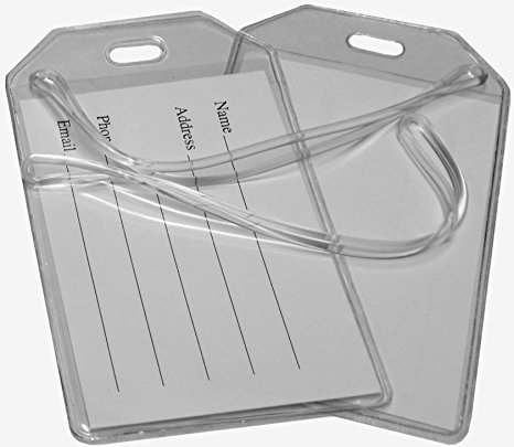 Clear Vinyl Luggage Tags with Loops & Name Cards - Set of 10