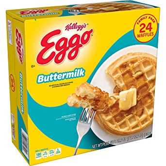Eggo Frozen Waffles, Frozen Breakfast, Toaster Waffles, Family Pack, Buttermilk, 29.6oz Box (24 Waffles)