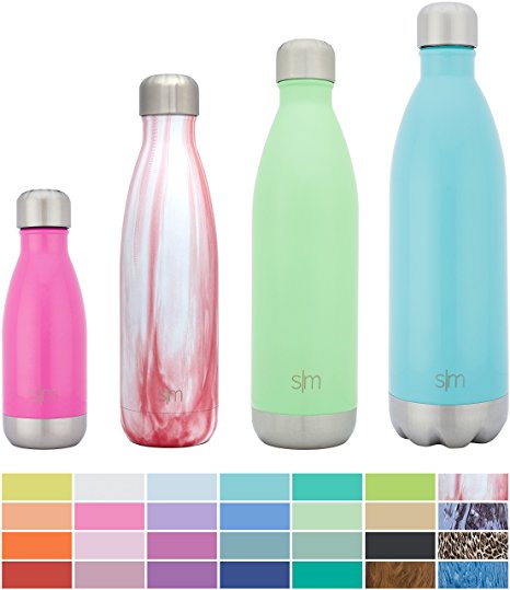 Simple Modern Wave Water Bottle - Vacuum Insulated 18/8 Stainless Steel - 4 Sizes in 26 Colors