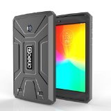 LG G Pad 70 Case - Poetic LG G Pad 70 Case Revolution Series - Heavy Duty Dual Layer Screen Shield Protective Hybrid Case with Built-In Screen Protector for LG G Pad 70 Black 3 Year Manufacturer Warranty From Poetic