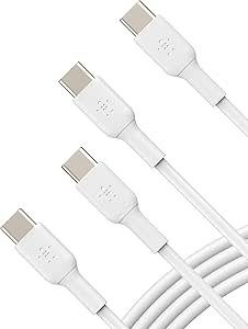 Belkin BoostCharge Cavo da USB-C a USB-C, Cavo USB C ricarica rapida per iPhone 15, Samsung Galaxy S24, Pixel, iPad Pro, Nintendo Switch e altri, Cavo USB Type-C, 1 m, confezione da 2, bianco