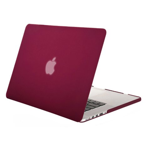 MacBook Pro 15 inch Case with Retina Display (No CD-ROM Drive), Mosiso Retina 15.4" Soft-Touch Plastic Hard Case Cover (Model: A1398) with One Year Warranty, Wine Red