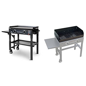 Blackstone 28 inch Outdoor Flat Top Gas Grill Griddle Station - 2-burner - Propane Fueled - Restaurant Grade - Professional Quality with Grill Top