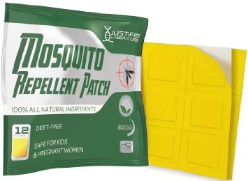 Mosquito Repellent Patch 12 Pack - Contains All Natural Lemon Eucalyptus and Essential Oils - DEET Free Non Toxic - Effective Protection Against Mosquitoes Bugs Insects - For Kids and Adults