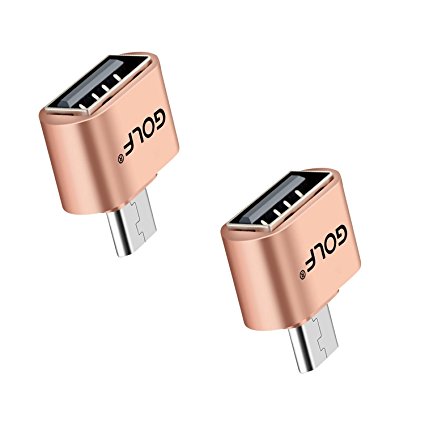 Micro USB Adapter, Joyshare Micro USB to USB OTG Adapter - Micro USB Male OTG to USB Female Adapter – Gold – Pack of 2