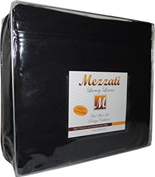 Mezzati Luxury Bed Sheets Set - Sale - Best, Softest, Coziest Sheets Ever! - High Quality 1800 Prestige Collection Brushed Microfiber Bedding - Money Back Guarantee (Black, Cal King)