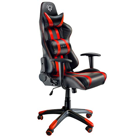 Diablo X-One Gaming Office Chair Lumbar Cushions tilt Function Leatherette Color Selection (Black/red), 51 x 75 x 129 cm