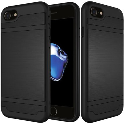 iPhone 7 Case, LK [Moxie Series] Shock Absorption Hybrid Armor Defender Protective Case Cover for Apple iPhone 7 (Black)