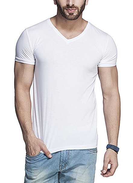 Tinted Men's Cotton Lycra V-Neck T-Shirt