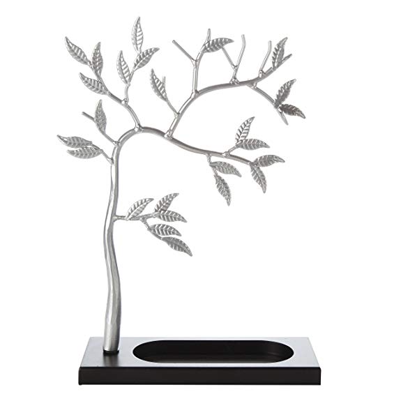 ARAD Silver Jewelry Tree Organizer Display for Necklace, Bracelets, Earrings & Rings