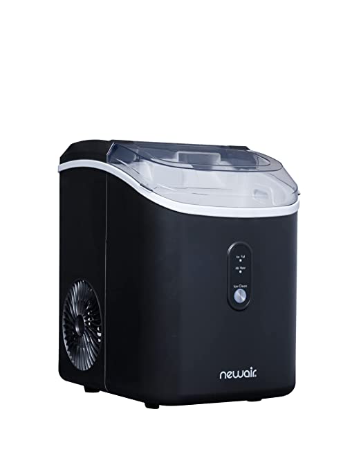Newair 26 lbs. Countertop Nugget Ice Maker | Matte Black | Large Ice Viewing Window, Self-Cleaning Button and Easy-Pour Waterspout, Perfect for Cocktails, Smoothies, Soda and More