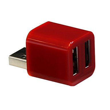 Cute USB Mini 2-Port USB 2.0 Hub Splitter (Dark Red)