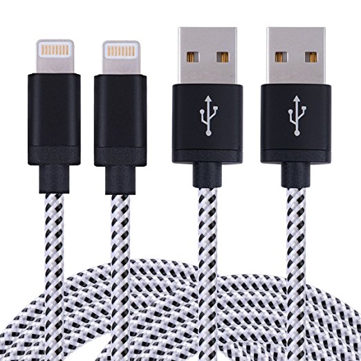 iPhone Charger, Sundix Lightning to USB Charger Cable, 8 Pin USB Sync & Charging Cords Compatible with iPhone 7/7 Plus/6s/6s Plus/6/6 Plus/5s/5c/5/SE, iPad/iPod (2Pack 6FT, White)