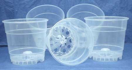 4.5 Inch Round Clear Plastic Orchid Pot - 5 Pack