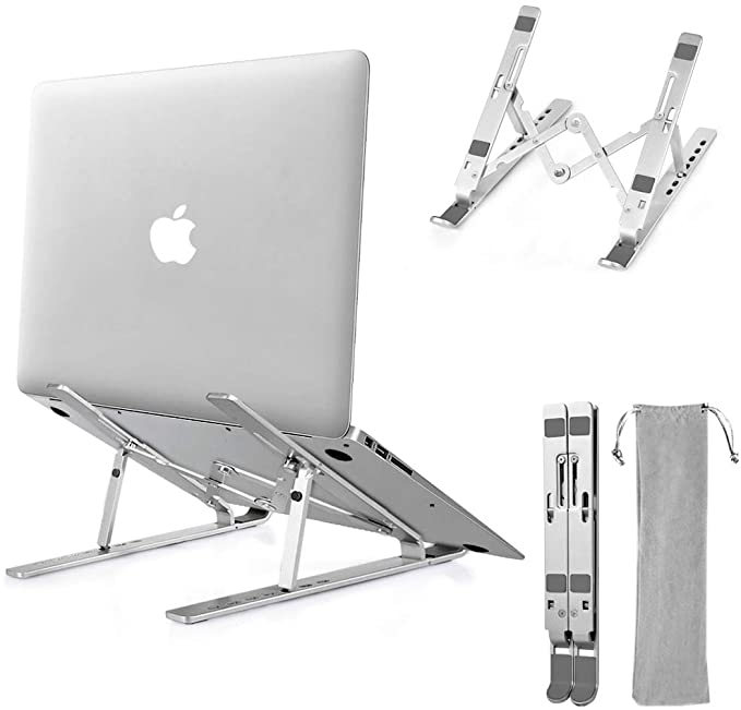 FIASON Laptop Stand, Adjustable Ergonomic Aluminum Computer Riser, 7 Angles Laptop Holder, Foldable and Portable Notebook Holder Compatible with MacBook, Dell, Lenovo, HP, More 8-17.3” Notebook