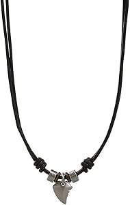 Fossil Collier Pour Homme Vintage Casual, Mesures : Longueur : 45 Cm   5 Cm Collier En Cuir Noir, JF85832040