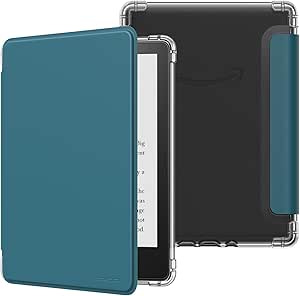 MoKo Case for Universal 6.8 Inches E-Book Reader and Tablets 2021, Ultra Clear Soft Flexible Transparent TPU Back Cover Light Shell with Auto Wake/Sleep, Turquoise