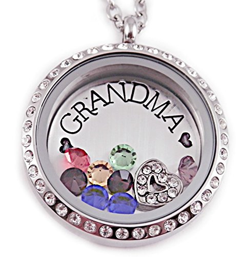 Personalized Grandma or Mom Floating Charm Locket - Hand Stamped Custom Jewelry